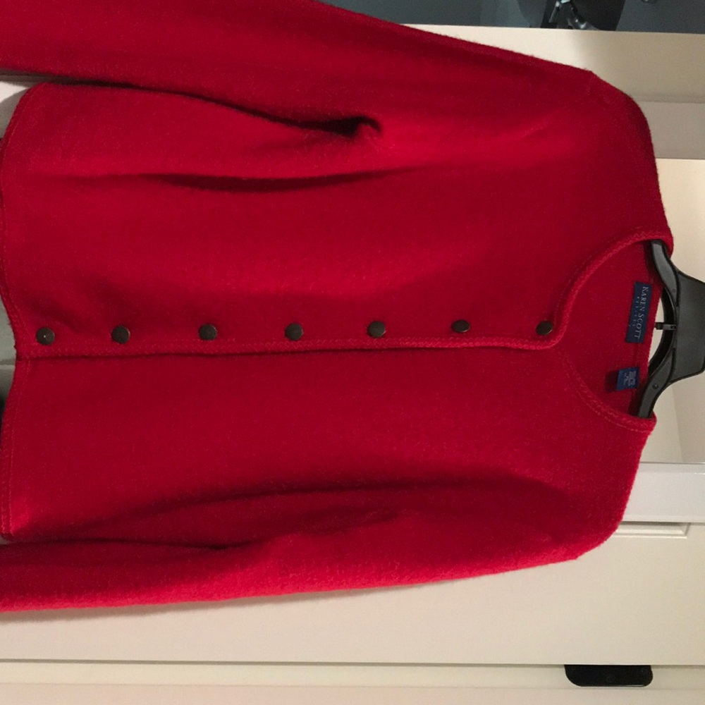 Karen Scott red button down sweater
